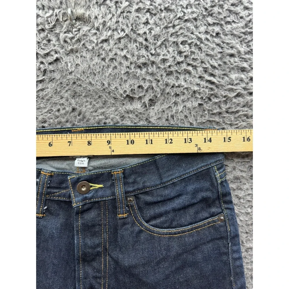 Tellason Mid Rise Slim Straight Selvedge Cotton Jeans‎ Black Mens Size 29